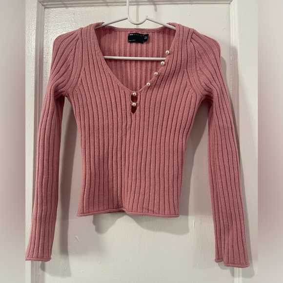 ASOS Scoop Neck Sweater with Pink Pearls - Picture 2 of 6